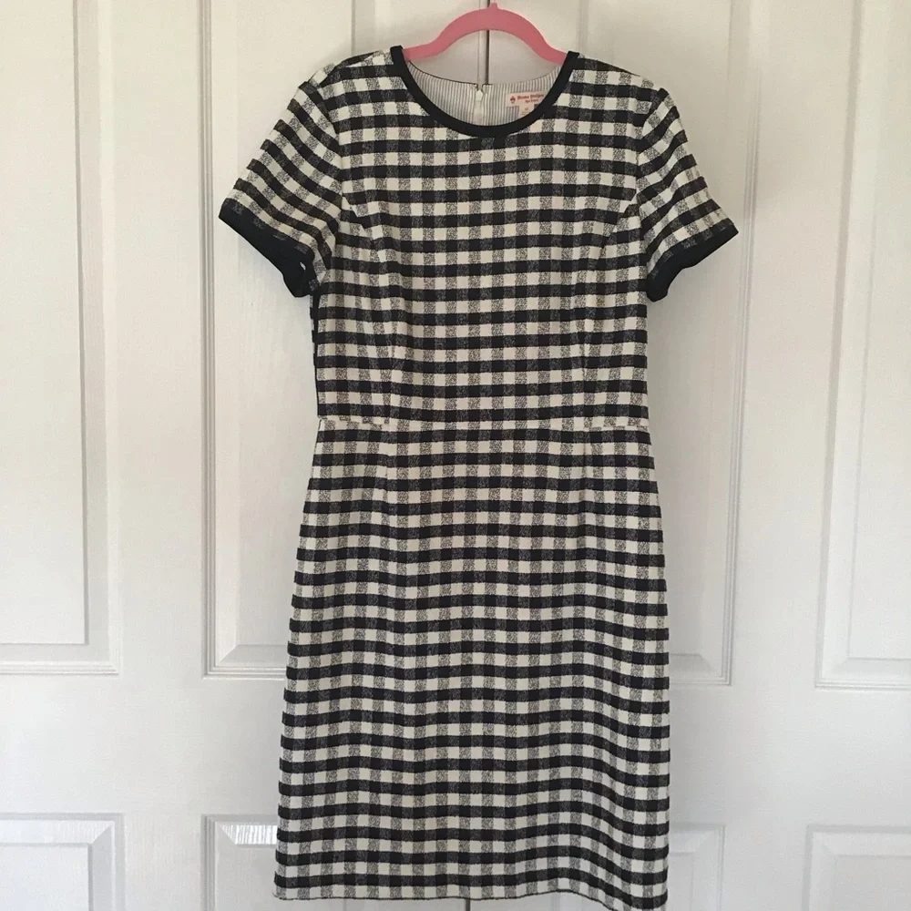 Brooks Brothers Navy and White Gingham Short Sleeve Dress with Contrast Trim - Picture 1 of 5